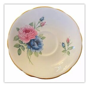 VTG Consort Fine Bone China Saucer Roses Gold Trim